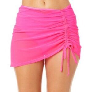 SALT + COVE Pink Mesh Sarong Swim Skirt Cover-Up Small